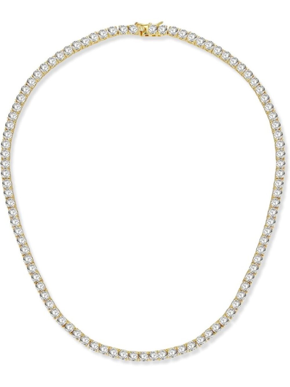 Elegant 4mm CZ Tennis Necklace, 18K Gold Plated, Adjustable 16-24 Inches